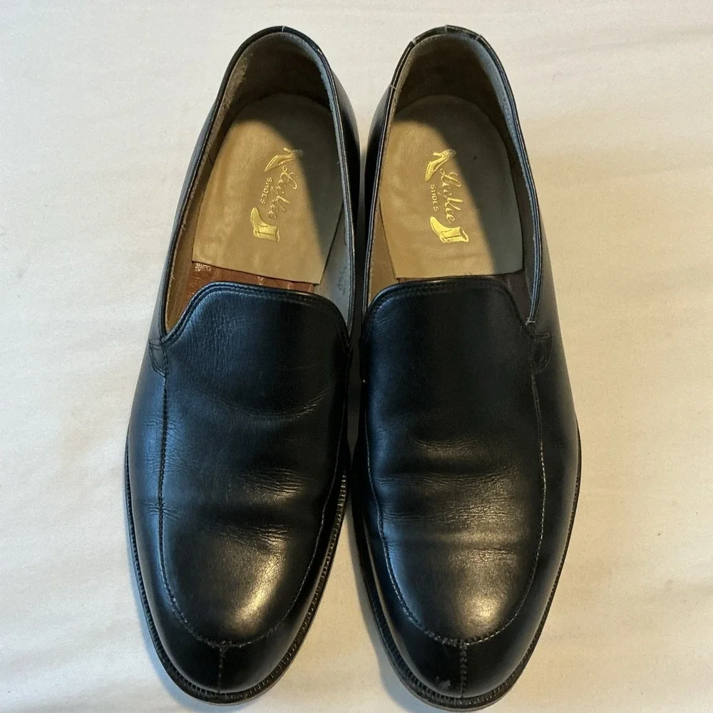 BESPOKE By Shoemaker Lee Kee Black Leather Slip On Loafers Dress Shoes 9.5 D EUC
